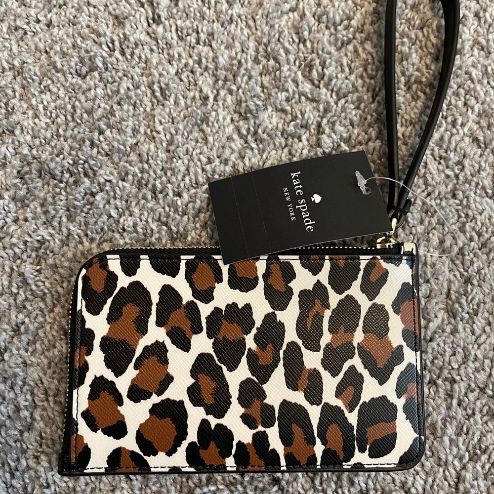 Kate Spade Brown and Black Animal Print Wristlet